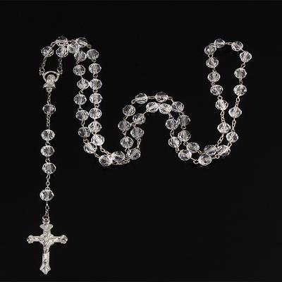 8mm Modeschmuck Rosenkranz Damen Halskette Hohe Qualität DIY Jesus Christliches Kreuz Halskette und Anhänger Lange Kette Schmuck Schmuck