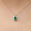 Huitan Temperament Women Necklace with Oval Green Cubic Zircon Pendant Elegant Female Neck Accessories Wedding Eternity Jewelry