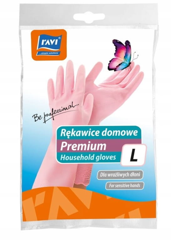Protective household cleaning gloves L pink rubber 1 pair