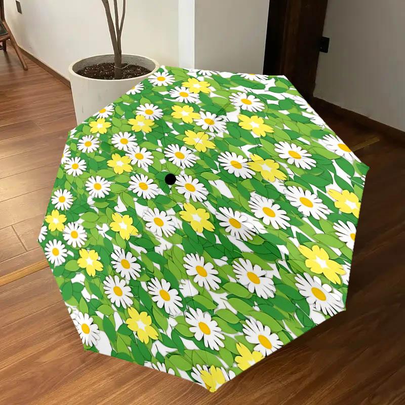 1PC Flowers Leaves Umbrella-8-Rib Reinforced Portable Folding Travel Suitable for All Seasons Outdoor Daily Use  -J0359