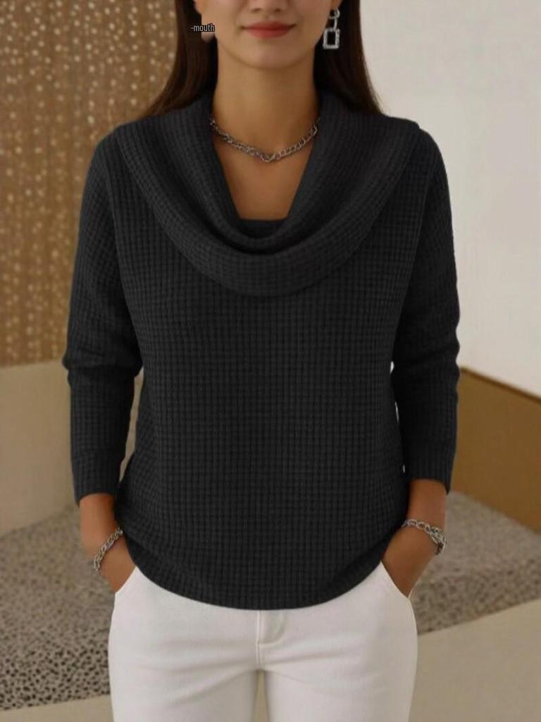 2026 Women's High Neck Long Sleeve Solid Sweater - Versatile Autumn/Winter Base Layer