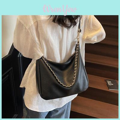 Minimalist Pu Chain Bag For Women With Zipper Closure And Inner Pocket
