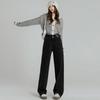 Autumn and winter 2025 double-breasted Spice Girl high-waisted jeans women's drape and thin straight-leg pants design sense niche tide