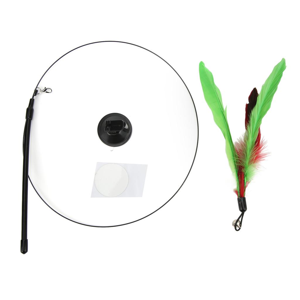 Funny Cat Feather Stick Interactive Handheld Cat Feather Wand with Suction Cup for CatsGreen