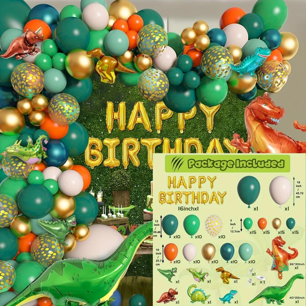 154 Pièces Décorations de Ballons Thème Animaux de la Jungle, Tyrannosaure Rex Anniversaire Décoration de Scène Extérieure Commémoration d'Anniversaire