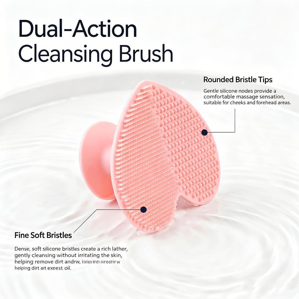 Dual-Action Silicone Facial Scrubber, 2-in-1 Deep Cleansing & Skin Massager, Ergonomic Non-Slip Finger Grip for Face Washing