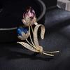 Gemini Flower Brooch, High-end Women's Exquisite Crystal Flower Brooch, Anti-glare Pin