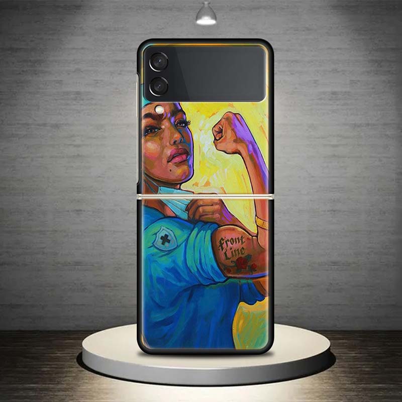 Funny Medicine Nurse Doctor For Samsung Galaxy Z Flip 4 3 5G Phone Case Black Hard Cover ZFlip 4 3 Luxury Shockproof Bumper Coqu