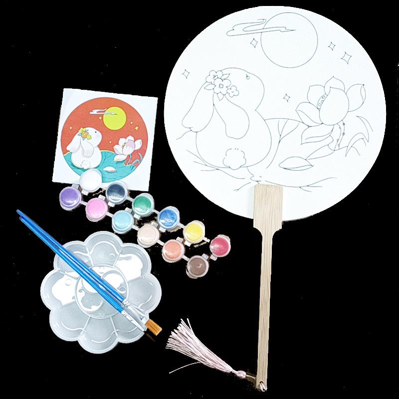 Thickened Rice Paper Round Fan for Chinese Watercolor & Calligraphy: DIY Ancient Ink Painting Kit