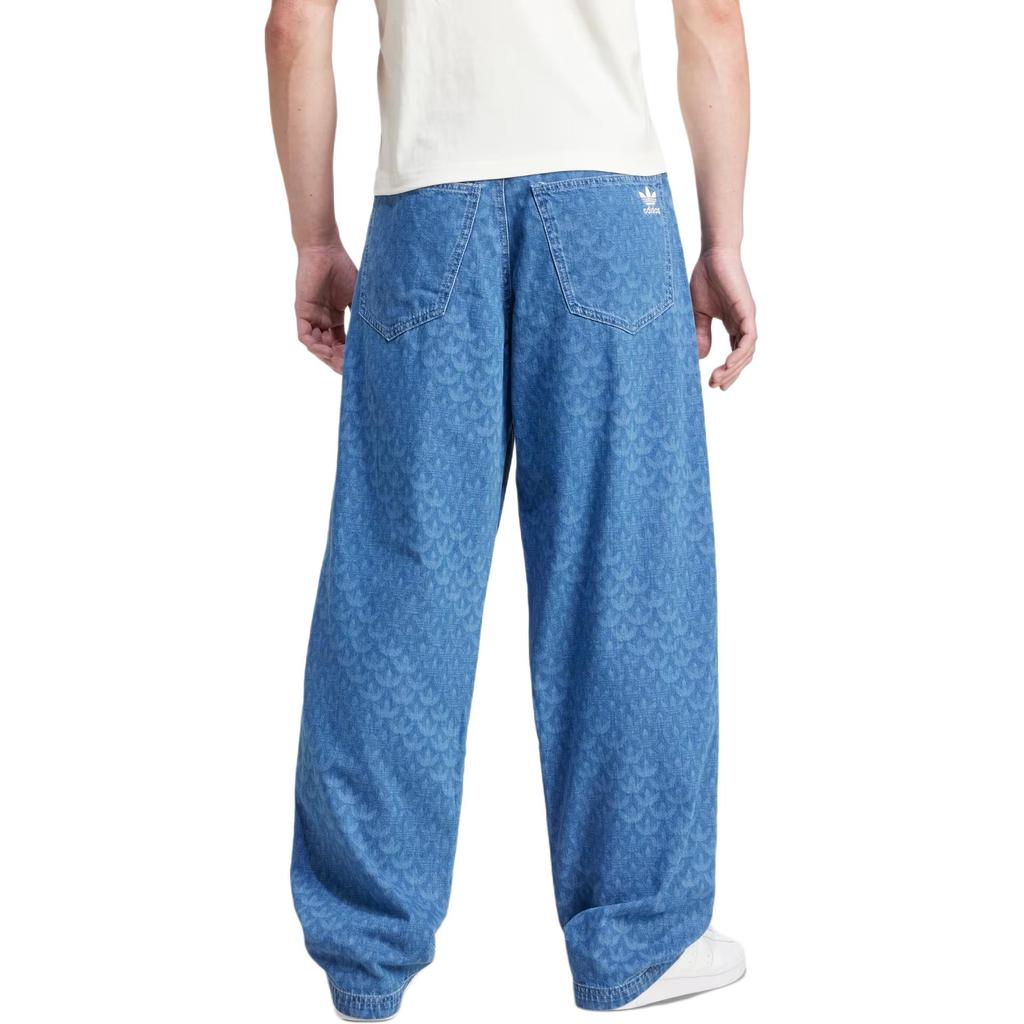 Adidas Originals Pattern Print Mid-Rise Straight Leg Casual Pants Men Bottoms Blue IX6720