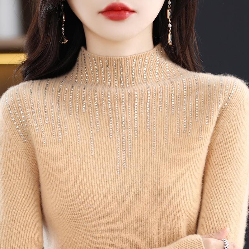 Women's Cashmere Sweater Qinghe Cashmere 30% Cashmere 70% Wool Women's Autumn and Winter Cashmere Pullover Soft and Warm