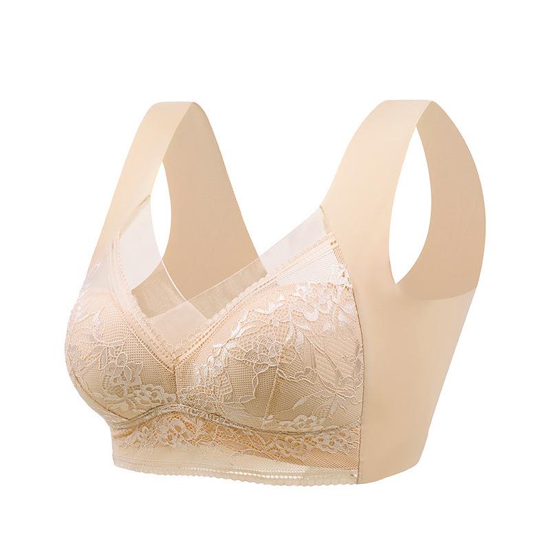 884 Plus Size Seamless Lace Full Cup Bra - Supportive No Steel Ring Design