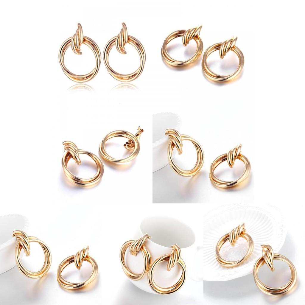 Sleek Gold Alloy Earrings For Women Simple Yet Trendy Perfect Birthday Gift