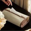Rectangle Shape Woven Tissue Box High-End Ornament PU Leather Paper Towel Holder Space Saving Decorative Facial Tissue Dispenser