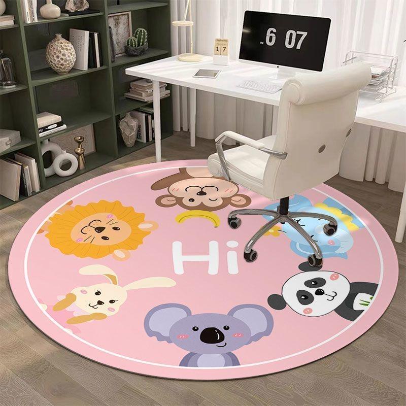 Round Cartoon Space Astronaut Pattern Carpet Soft Rug For Kids Room Bedroom Study Area Home Decor Children Students Use