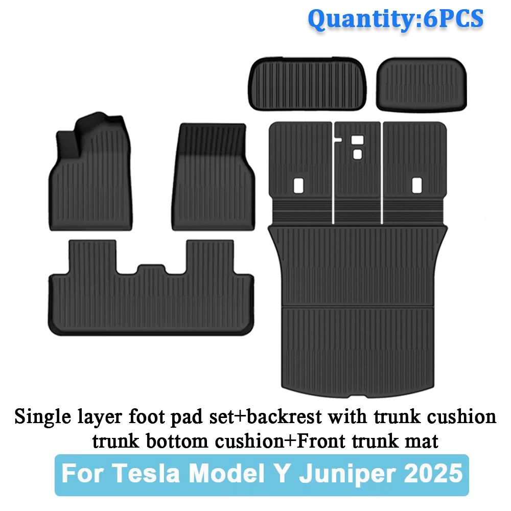 Car Trunk Mats For New Tesla Model Y 2025 Juniper TPE Floor Mats & Cargo Liner All Weather Trunk Mats Floor Liner Backrest Mats