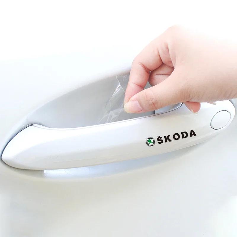 For Skoda Car Exterior Accessories Door Protective Sticker Badge Octavia 2 A7 Tour RS Fabia 2 1 Rapid Kodiaq Superb Kamiq Yeti Dnhr35
