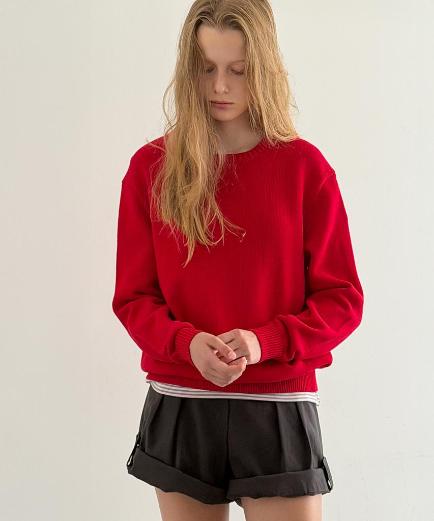 TOAVE Logo Embroidery Cotton Knit (Red)