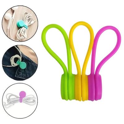 3 Stück Silikon Magnetische Kabelbinder Silikon Managementbinder Magnetische Twist-Kabelbinder Wiederverwendbare Clips Bündeln Organisieren Kopfhörerkabel