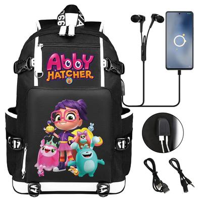 Abby Hatcher Großer orthopädischer Kinder-Schulrucksack für Teenager, Jungen, Schüler, mit Kopfhörer-Verlängerungskabel und Ladeverlängerungskabel