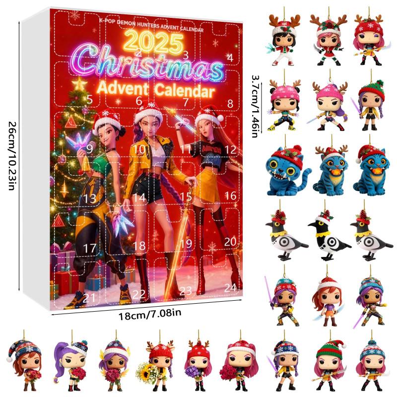 Kpop Demon Hunter Advent Calendar 2D Acrylic Pendant Christmas Tree Hanging Decorative Gift New Year 24 Days Countdown Blind Box