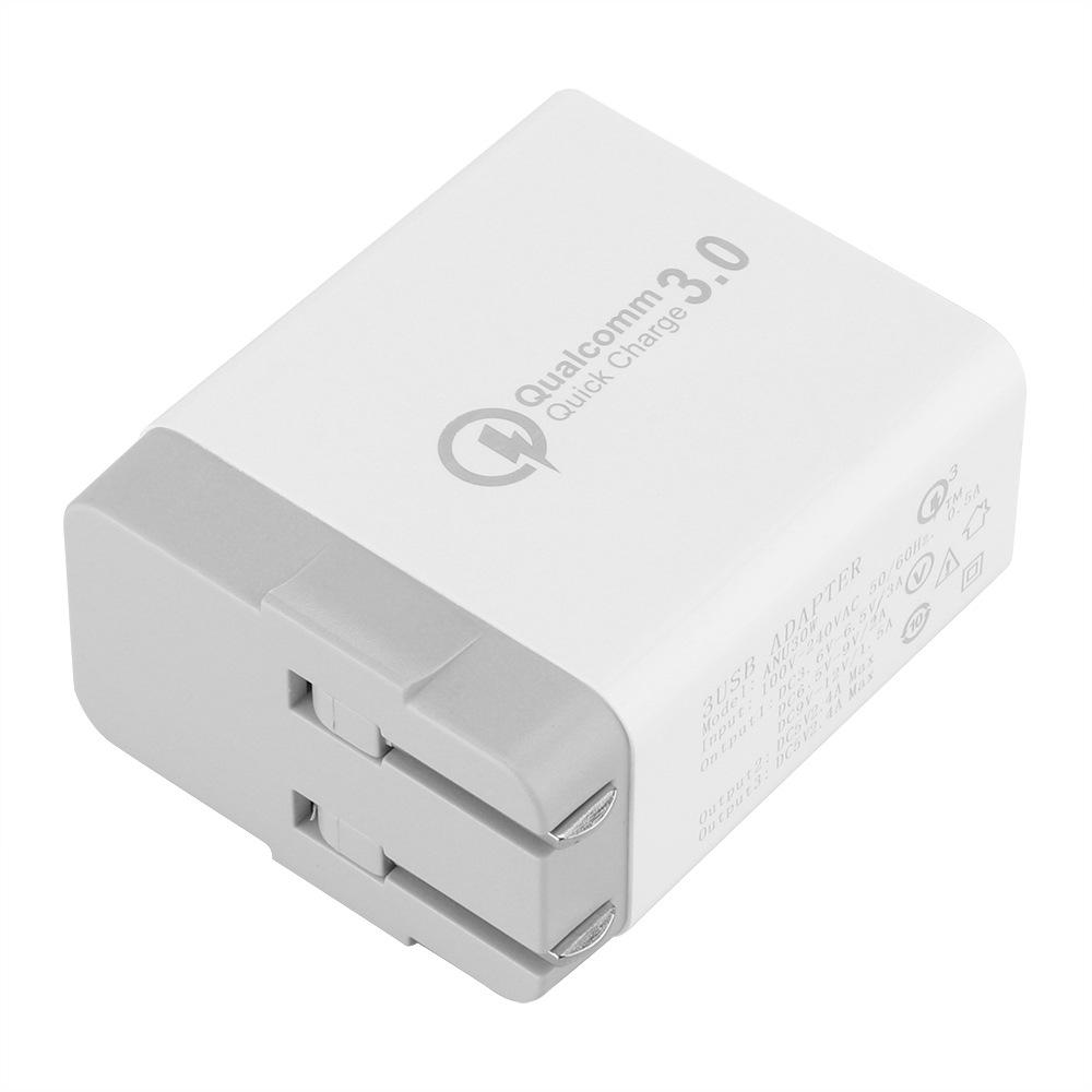 Qualcomm QC3.0 3-Port USB Fast Charger - UK/EU/US Compatible