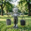 Girl And Boy Garden Statue Kids First Kiss Decorative Sculpture Outdoor Resin Waterproof Ornament for Yard Patio Flower Bed
