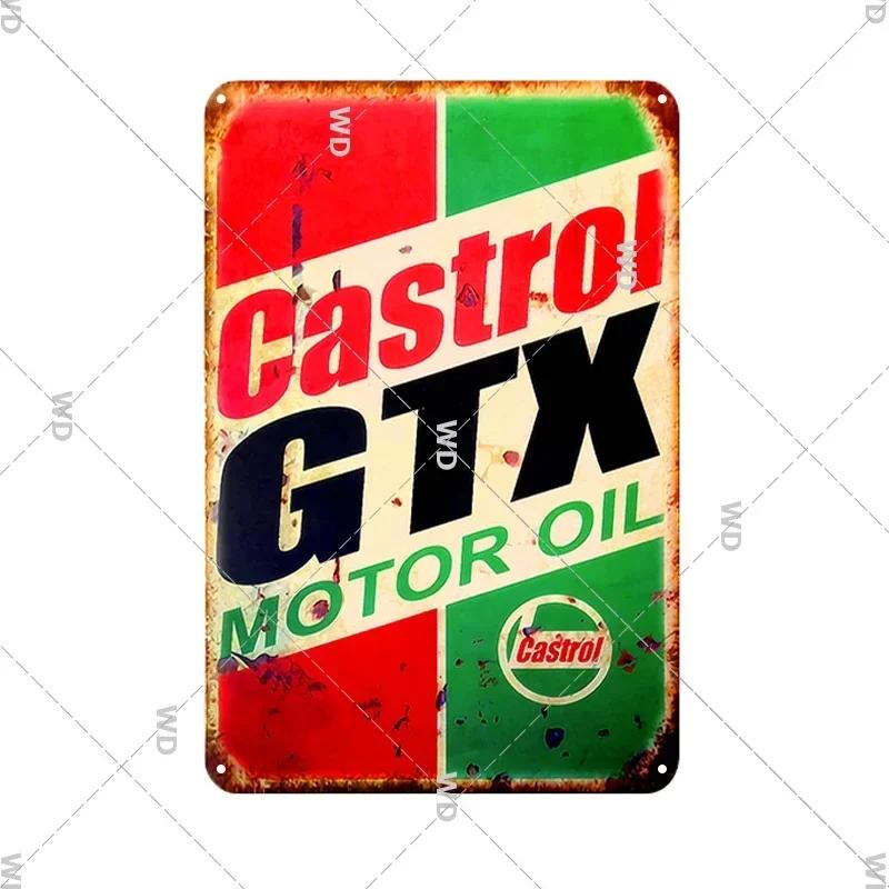 Castrol Motoröl Blechschild - Perfekt für Vintage Garagendekor - Tankstellenstil Wandplatte