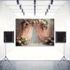 Pink Floral Wedding Arch Tapestry, Sheer Curtain with Lights Background Cloth, Romantic Party Backdrop