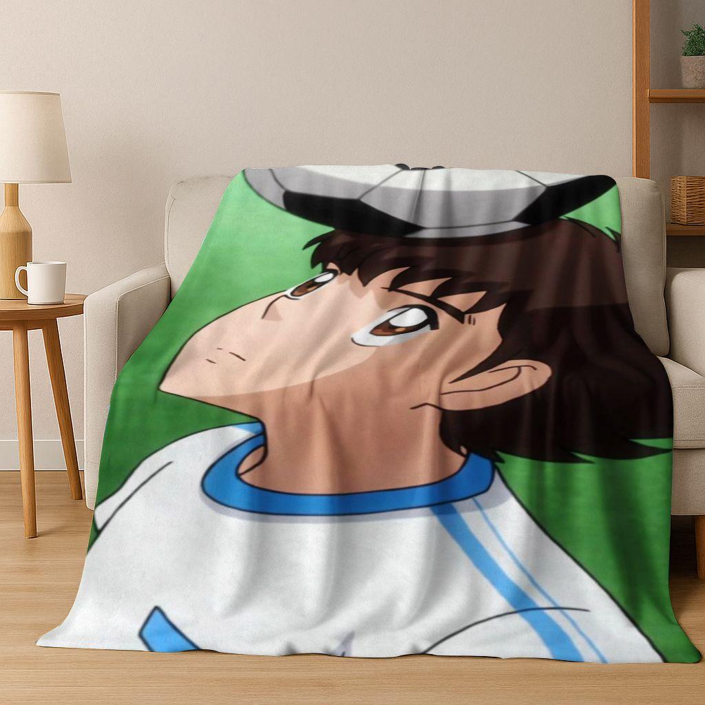 3D Cartoon Captain Ozora Tsubasa Football Anime Flannel Blanket,Warm and Cozy Soft Throw Blanket for Home Bedroom Bed Sofa Cover