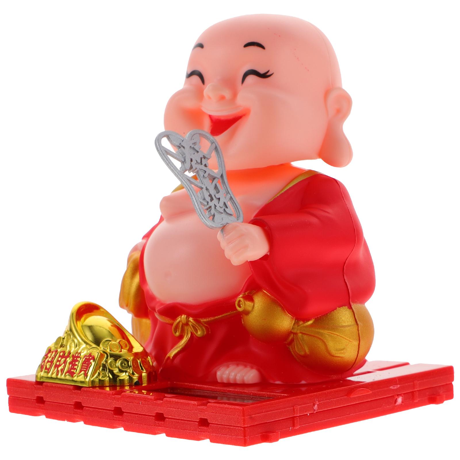 Little Monk Figurine Solar Toys Solar Powered Shaking Monk Toy Dancer Toy Figure Buddha Monk Swing Toy 10x7.5x7.5cm