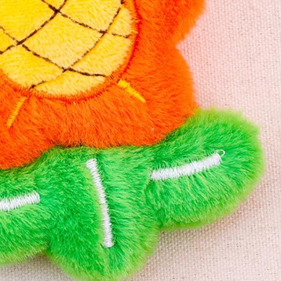 Keychain Soft Plush Sunflower Pendant with Smile Face Text Design Healing Shape Backpack Keys Bags Car Decoration