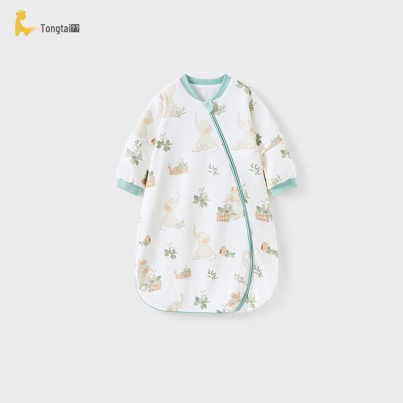 TONGTAI Baby Pure Cotton Thermostatic Double-Layer Long Sleeve Anti-Kick Sleeping Bag