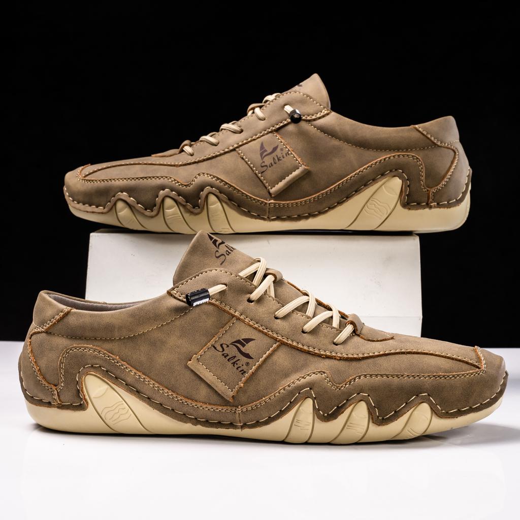 Plus Size 38-49 Men's Casual Shoes PU Leather Soft Octopus Sole Loafers Non-slip Outdoor Walking Driving Sneakers