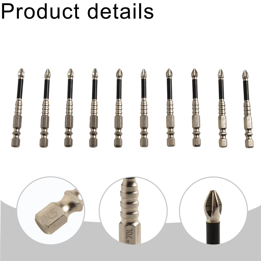 10 Stück/Satz PH2 Magnetische Kreuzschlitz-Schraubendreherbits Legierter Stahl Rutschfest Lange Bohrer Für Elektroschrauber Handbohrmaschinen