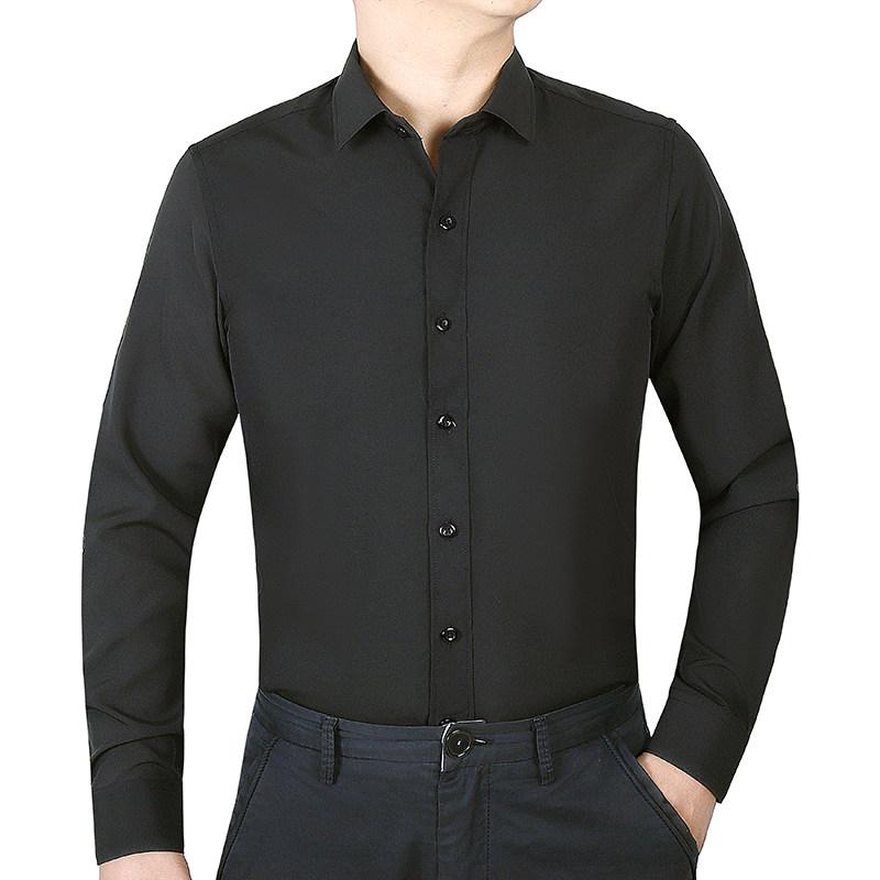 6XL 7XL Men's Classic Long Sleeve Formal Shirt Solid Color Business Office Fashion Black Blue White Dress Shirts Casual Work Top