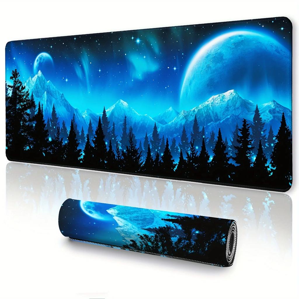 Moon Mountain Forest Large Anti-slip Rubber Material Gaming Mousepad Suitable for Laptop Computer Office Desktop Protection Mat