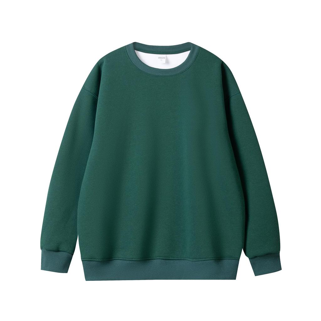 450G Silverräv Päls Tungviktssweatshirt - Unisex Höst/Vinter Lös Passform, Enfärgad, Rund Halsringning