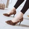 Large size sexy elegant fashionable Luxury women's high heels leopard print thin heel pointed suede Designer high heels Zapatos