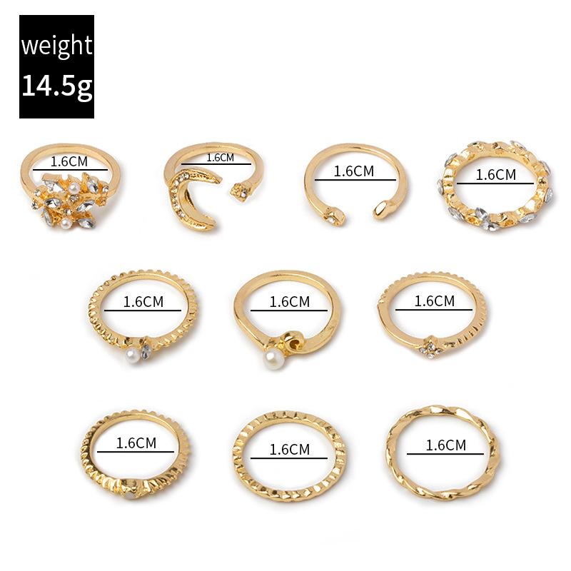 Full Diamond Rings, Jewelry Ins Wind Star Jewelry Women's Niche Light Luxury Ring Set Accessories