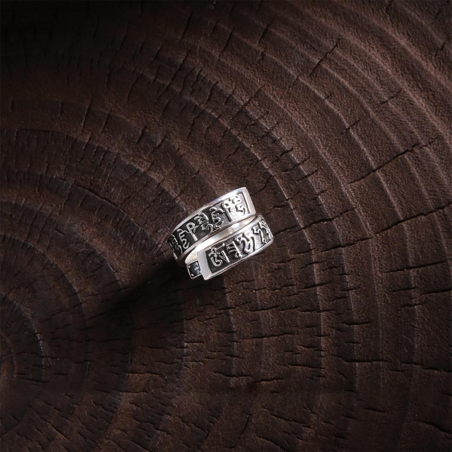 Женское ретро кольцо с Буддой из стерлингового серебра S925, Тяжелая работа, Состаренная отделка, Высококачественное, Регулируемое, Ручные украшения Open, Adjustable