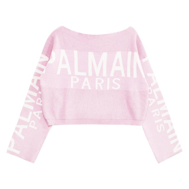 

2025 autumn and winter new niche one-word shoulder short sweet and spicy knitted sweater loose long-sleeved women one size fits all