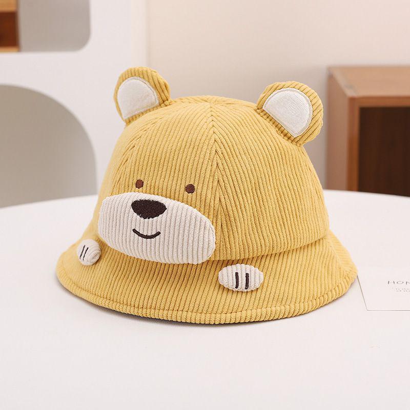 Children's Cute Bear Warm Bucket Hat - Korean Style, Windproof, for Boys and Girls
