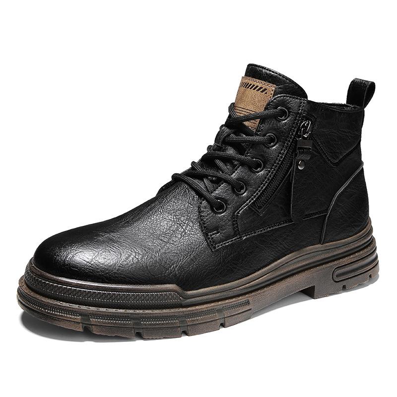 Autumn new less high-top leather Martin boots men's outdoor thick-soled lace-up tooling boots locomotive boots