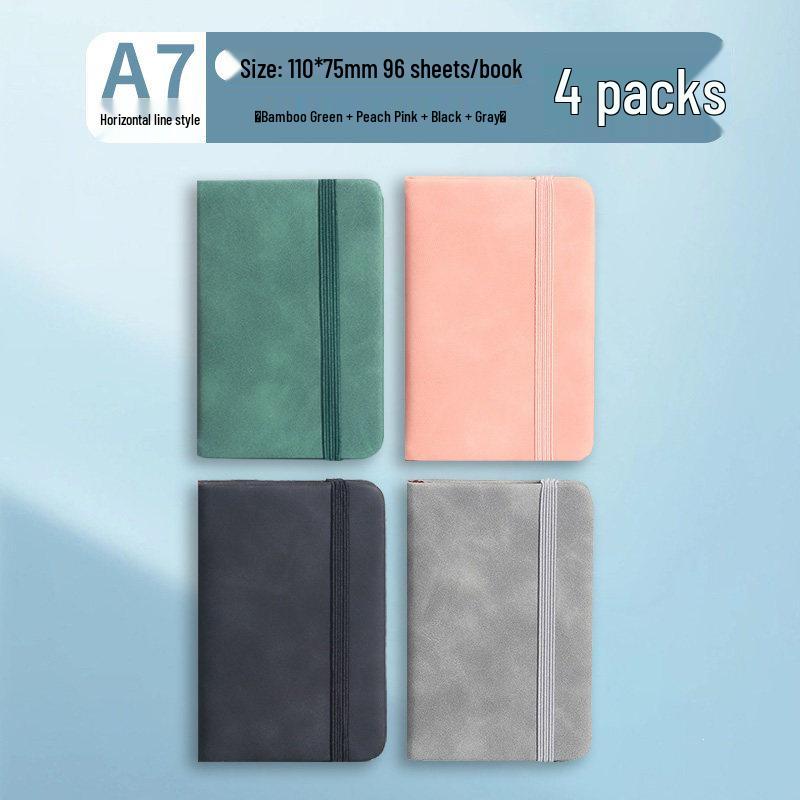 A7 Mini Pocket Notebook with Thick Leather Cover - Retro and Simple Design