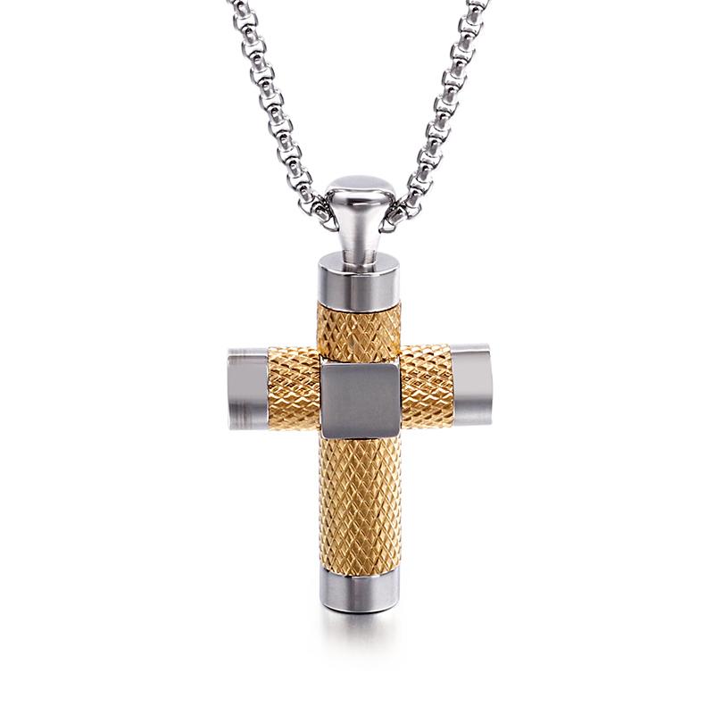 3 Color Cross Pendant 316L Stainless Steel Men's Unique Hip Hop Necklace Party Jewelry