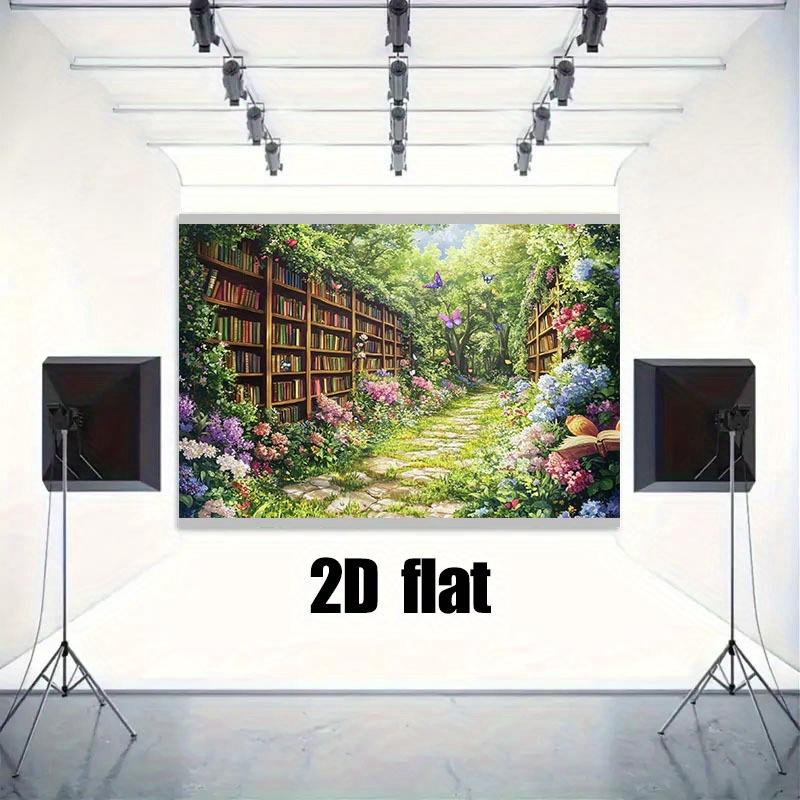 Experience the Romance of a Sea of Books and Flowers with 2D Background Fabric  and Create a Beautiful Background Wall!