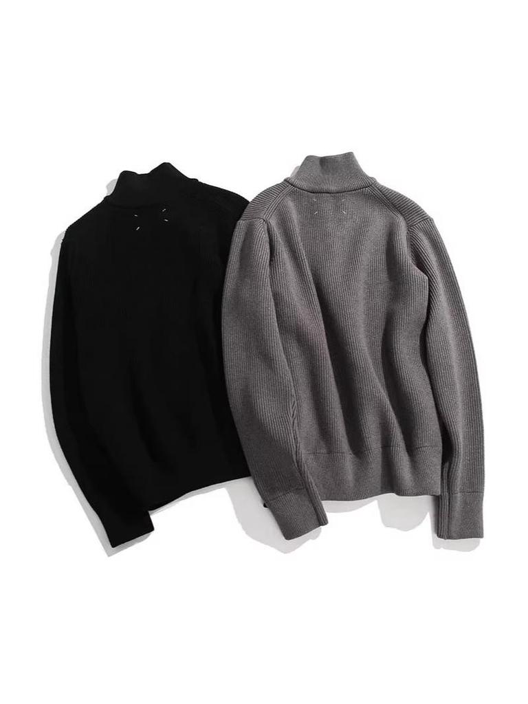 Ma Jia Four Corners: Men's High-Weight Warm Double Zipper Cardigan Sweater Jacket