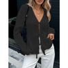 IHUASU Women's Fashion Casual Solid Color Print Long Sleeve V-Neck  Blouses & Shirts