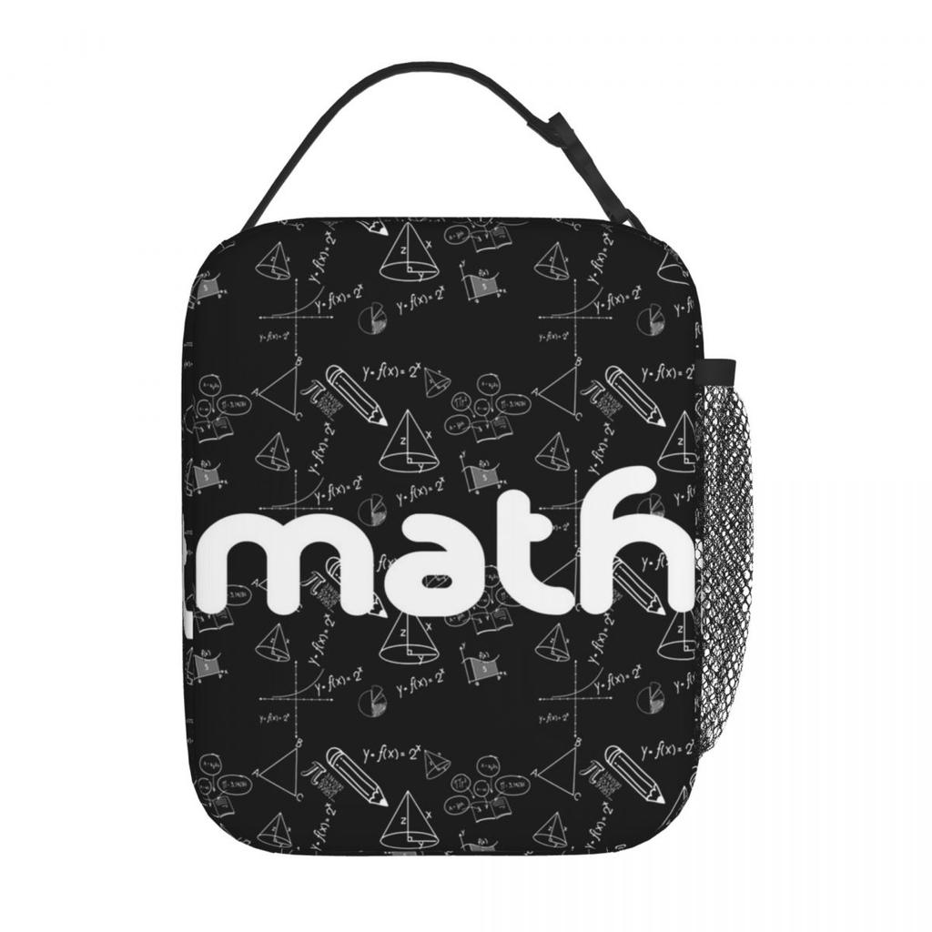Math Themed Black And White Equation Design Insulated Lunch Bag for Women Children Portable Food Boxes Thermal Lunch Box Tote